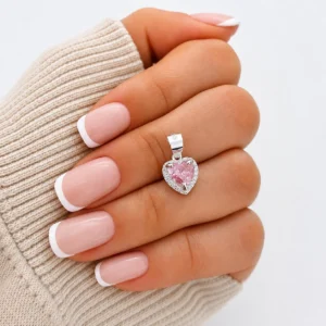 Dije corazon cubics rosa
