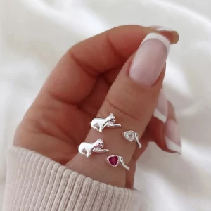 Anillo gatito corazon regulable new